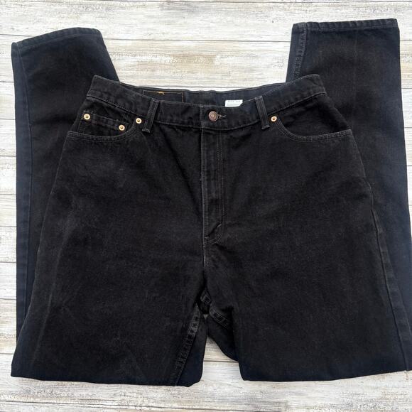 VTG 90s Levi’s 550 Jeans 16 Reg Black Denim Relaxed Tapered Mom USA Made 33 x 32 - Picture 2 of 12